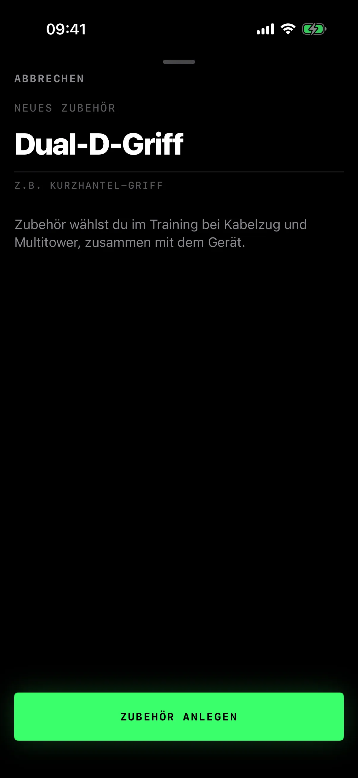 Neues Zubehör Dual-D-Griff anlegen