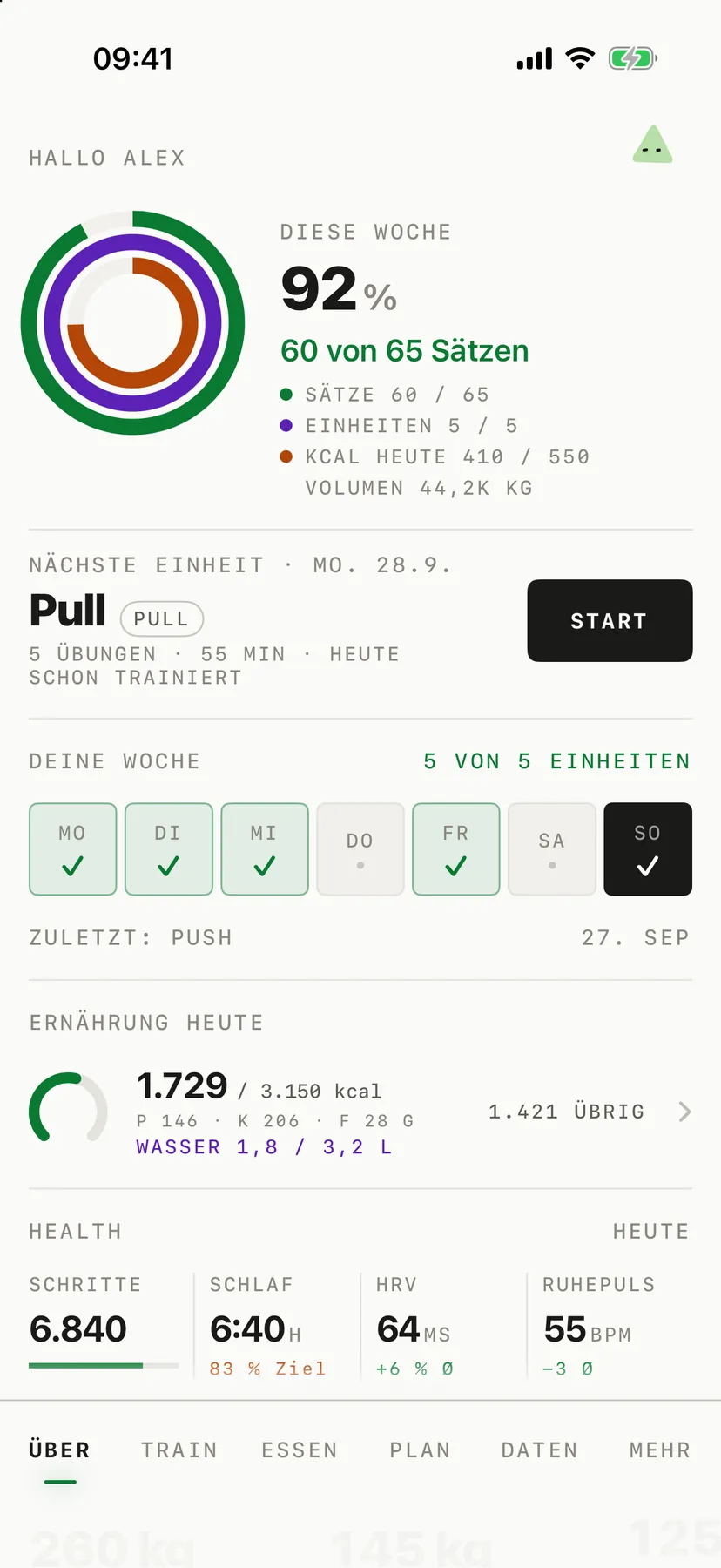 Übersicht im hellen Erscheinungsbild