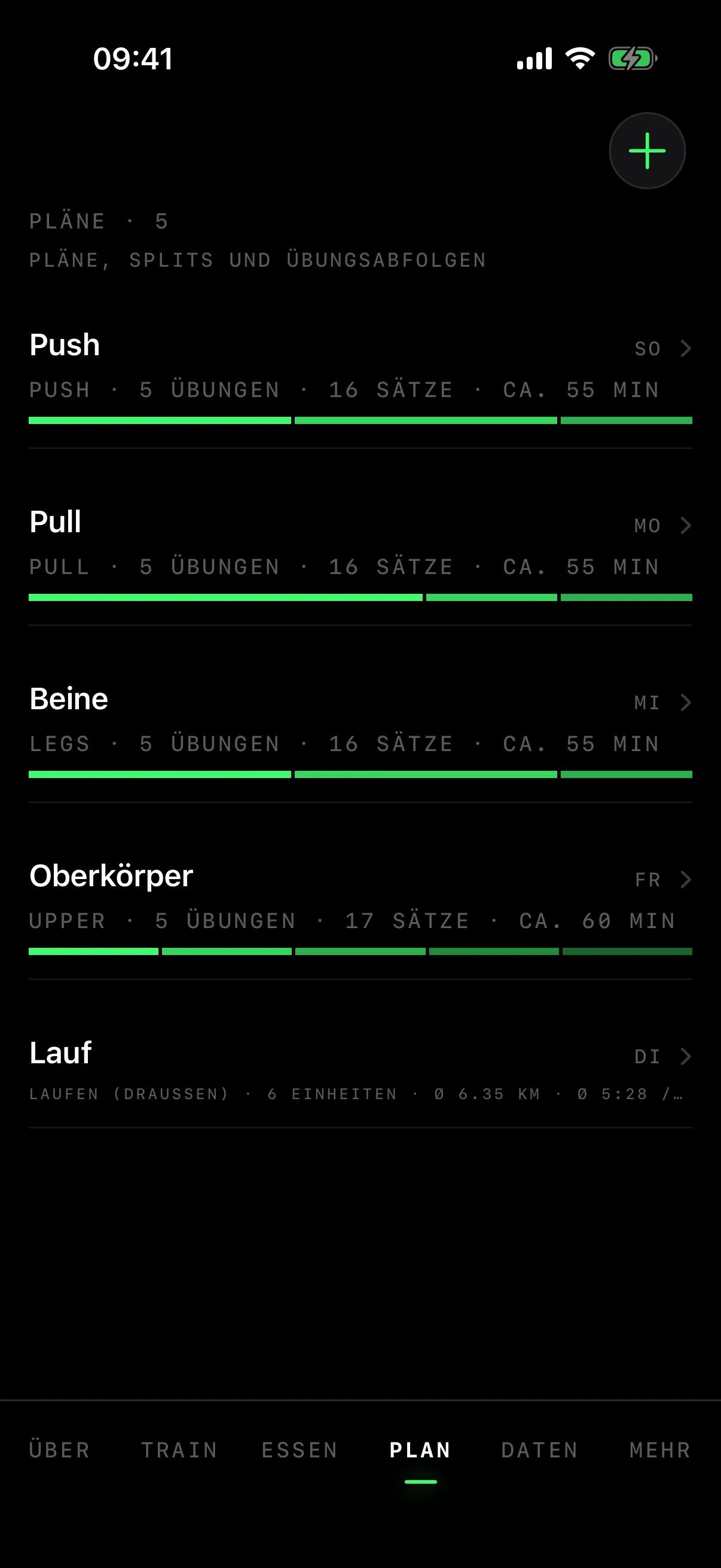 Pläne Push und Pull mit Muskelverteilung